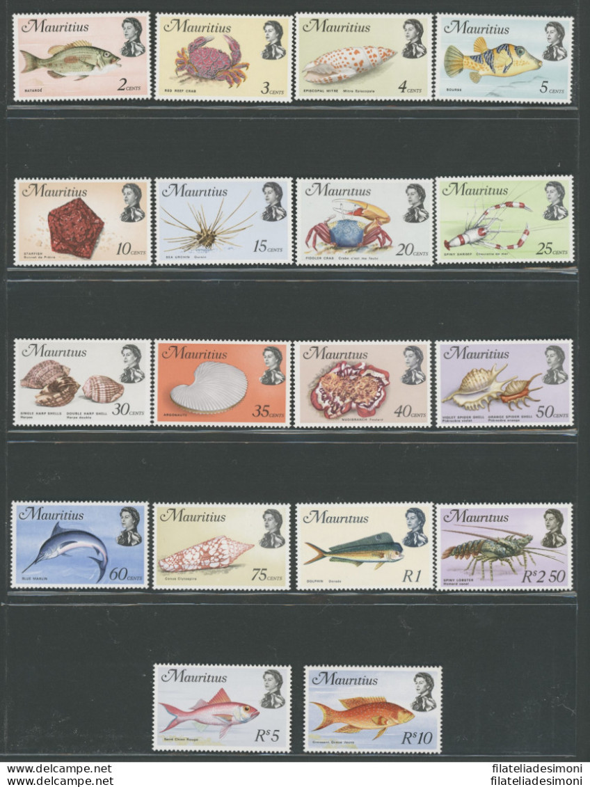 1969-73 MAURITIUS, Stanley Gibbons N. 382-99 - Pesci - Crostacei - Serie Di 18 Valori - MNH** - Peces