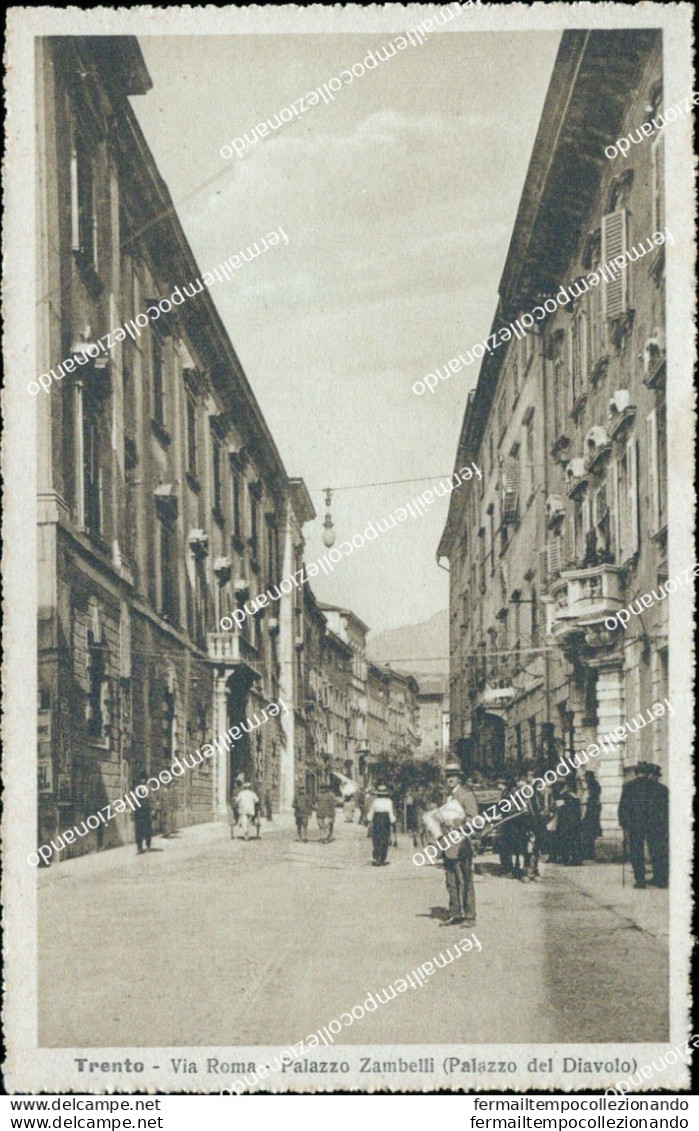 Bf12 Cartolina Trento Citta' Via Roma Palazzo Zambretti Palazzo Del Diavolo - Trento