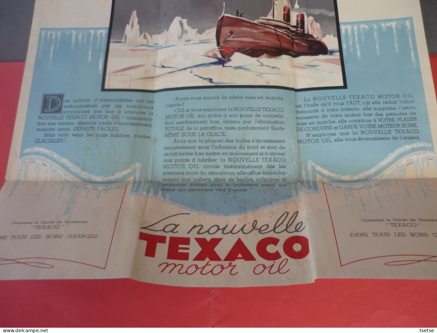Joli Dépliant Publicitaire Texaco Motor Oil Et Graissage Marfak / Années 30-40 - Werbung