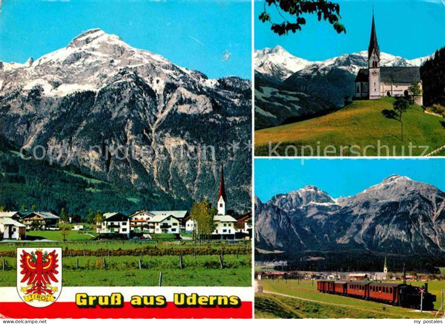 72855785 Uderns Ortsansicht Mit Kirche Eisenbahn Dampflokomotive Alpen Uderns - Other & Unclassified