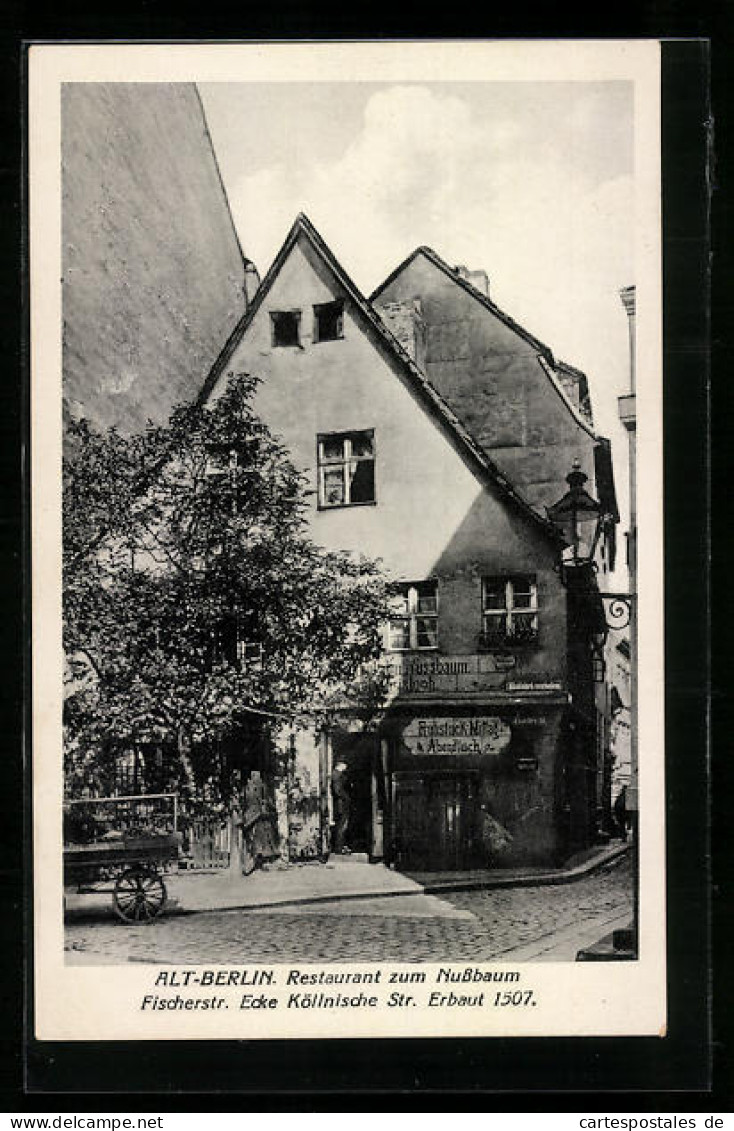 AK Alt-Berlin, Restaurant Zum Nussbaum, Fischerstrasse Ecke Köllnische Strasse  - Mitte