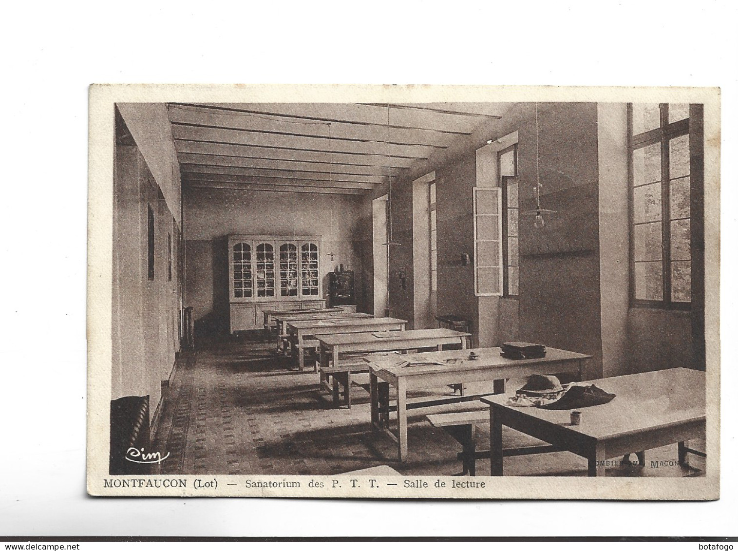 CPA DPT .46 MONTFAUCON , SANATORIUM DES PTT , SALLE DE LECTURE  En 1940! (voir Timbre) - Andere & Zonder Classificatie