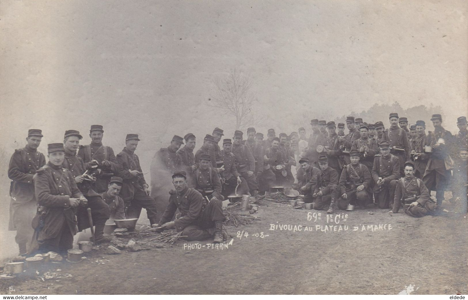 Carte Photo Perrin 2/4/1908 Bivouac Du 69 Eme 1ere Compagnie Au Plateau D' Amance - Other & Unclassified