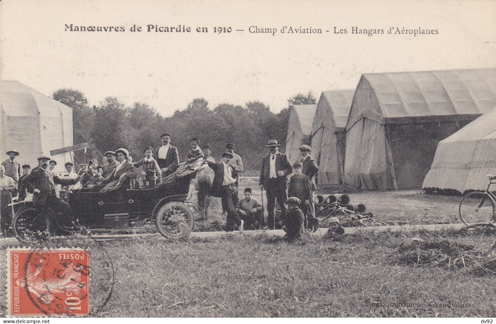 MANOEUVRES DE PICARDIE EN 1910 CHAMP D AVIATION LES HANGARS D AEROPLANE - Manöver