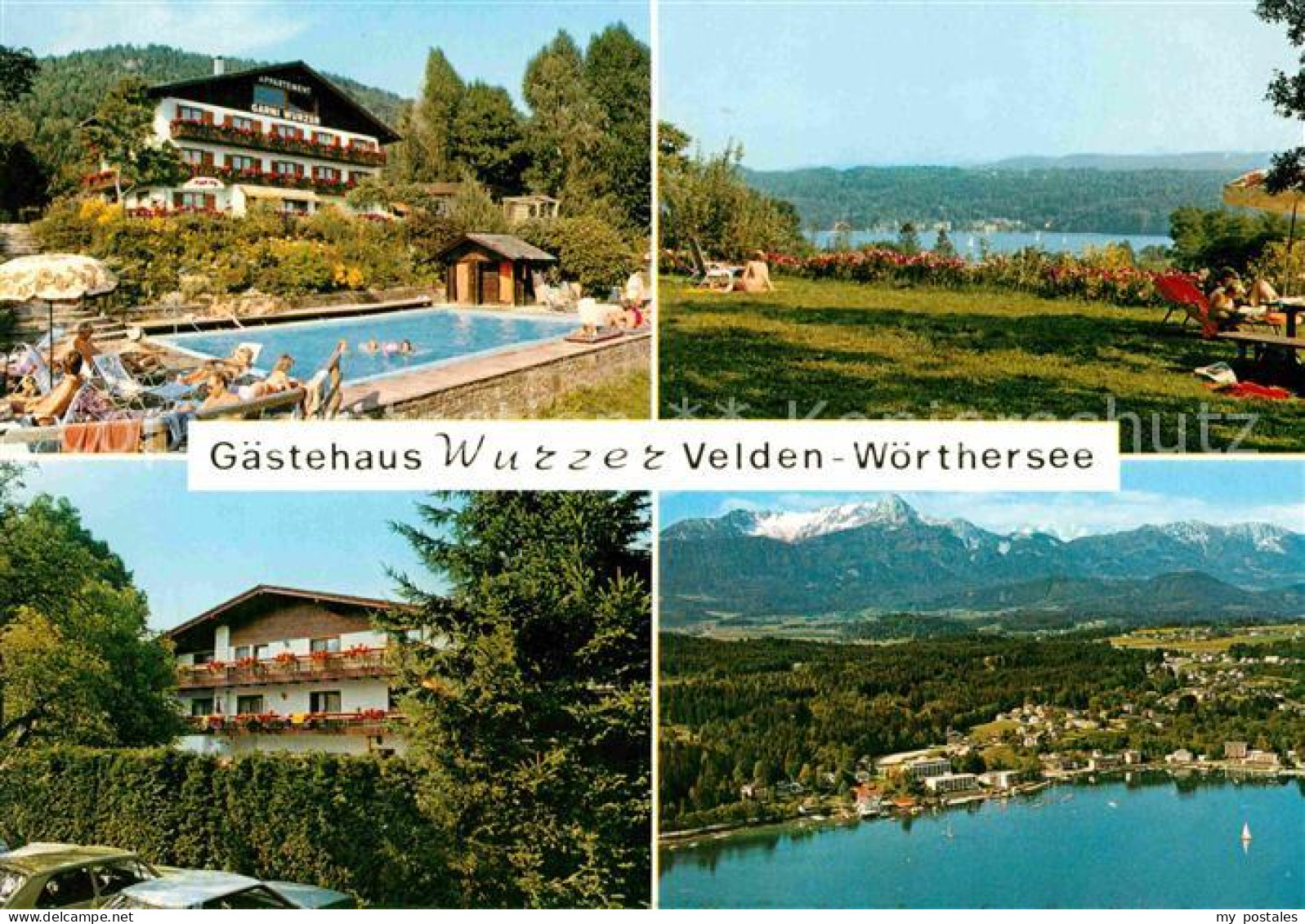 72855153 Velden Woerther See Gaestehaus Wurzer See Pool Panorama Fliegeraufnahme - Sonstige & Ohne Zuordnung