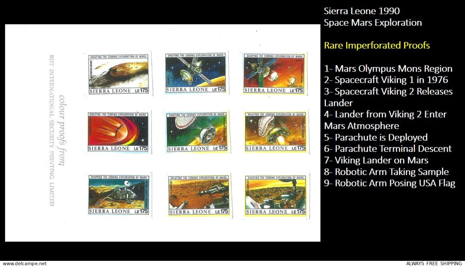1990 Sierra Leone Space Kepler Galilei Huygens Schiaparelli Herschel Lowell Telescope Rare Imperf Proof Essay Trial MNH - Collezioni