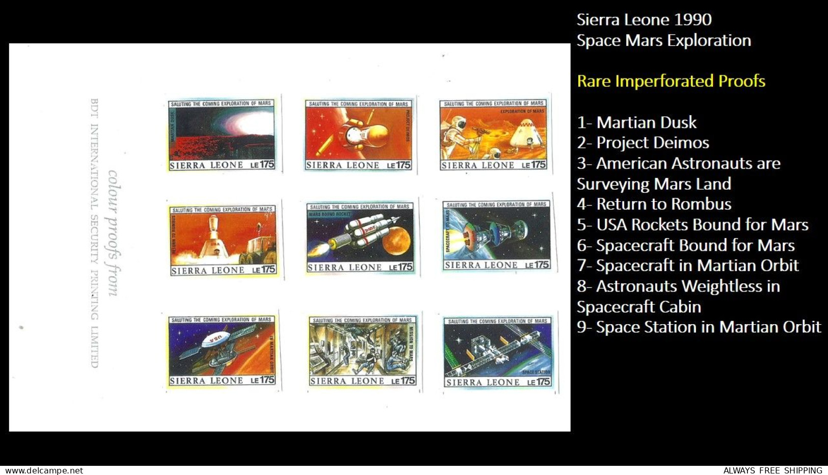 1990 Sierra Leone Space Kepler Galilei Huygens Schiaparelli Herschel Lowell Telescope Rare Imperf Proof Essay Trial MNH - Collezioni