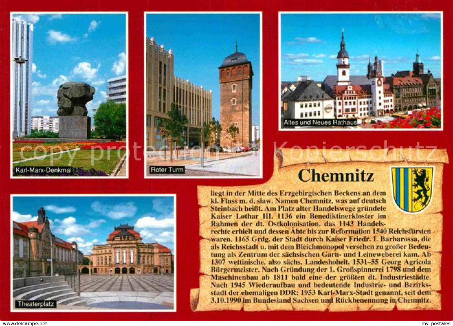 72854627 Chemnitz Karl-Marx-Denkmal Roter-Turm Rathaus Theaterplatz Chemnitz - Chemnitz