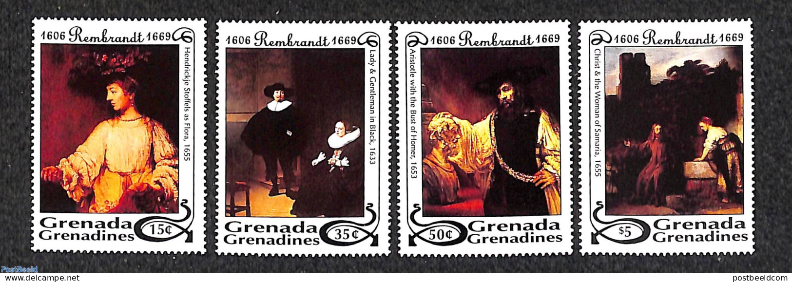 Grenada Grenadines 1993 Rembrandt Paintings 4v, Mint NH, Art - Paintings - Rembrandt - Grenada (1974-...)