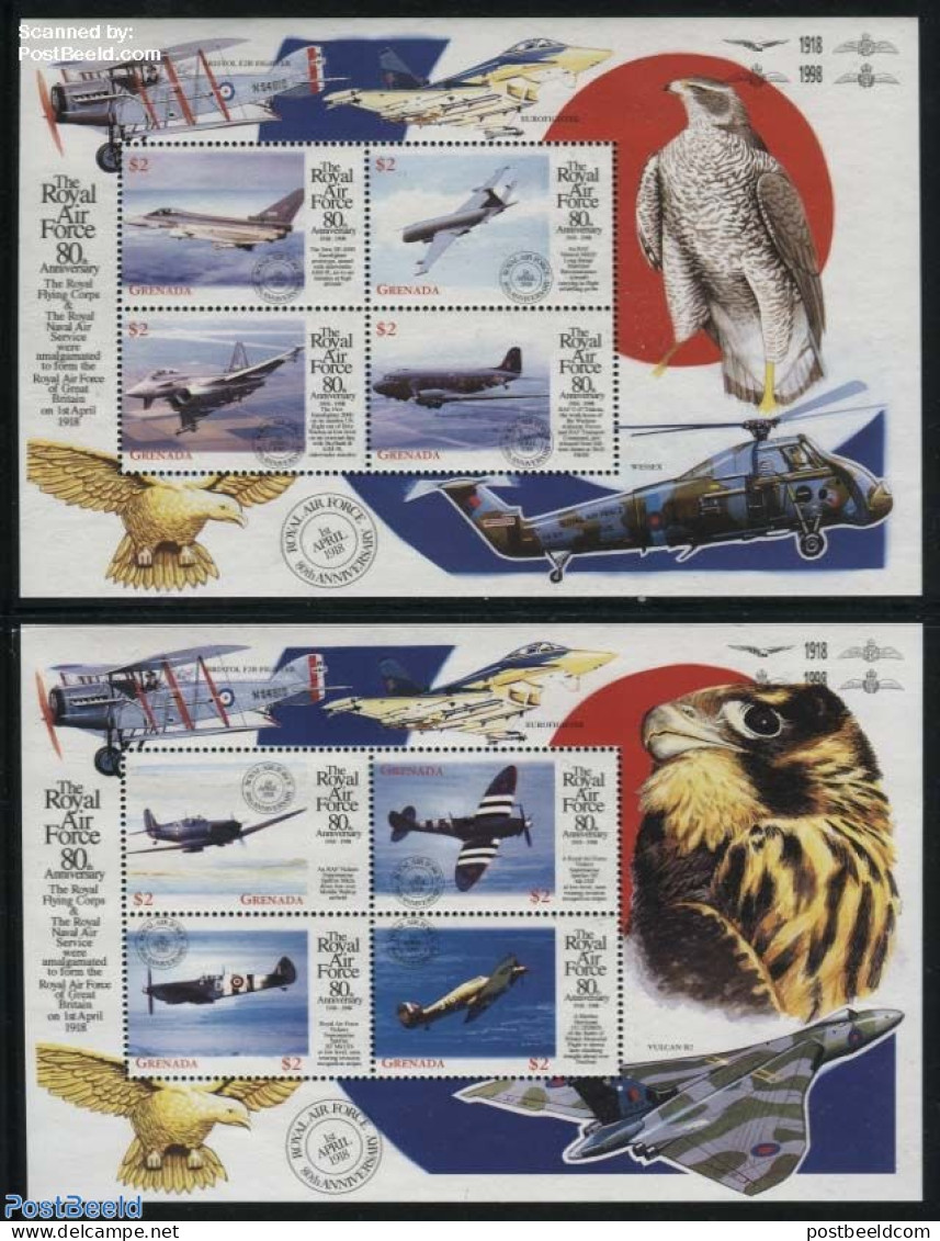 Grenada 1998 R.A.F. 8v (2 M/s), Mint NH, Transport - Aircraft & Aviation - Avions