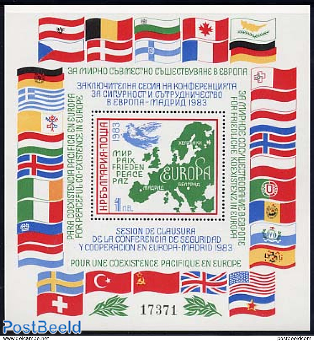 Bulgaria 1983 European Safety Conference S/s, Mint NH, History - Various - Europa Hang-on Issues - Flags - Maps - Neufs