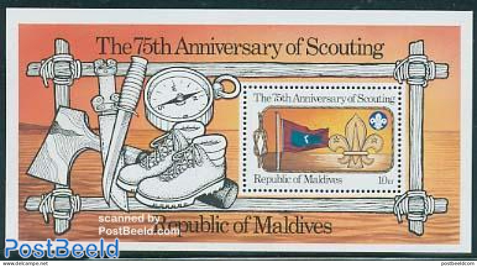 Maldives 1982 75 Years Scouting S/s, Mint NH, Sport - Scouting - Maldivas (1965-...)