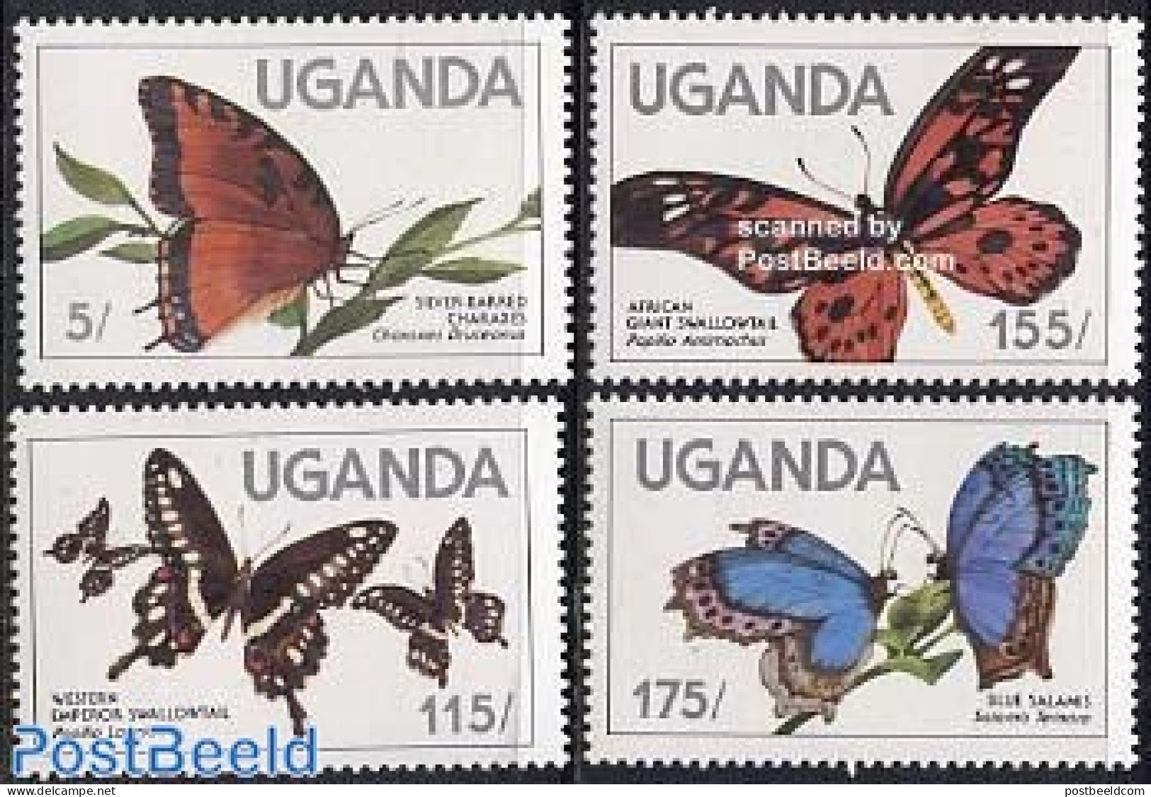 Uganda 1984 Butterflies 4v, Mint NH, Nature - Butterflies - Altri & Non Classificati