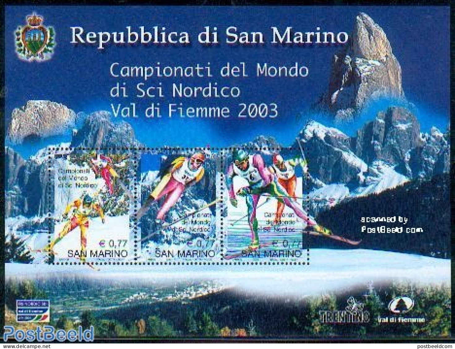 San Marino 2003 Skiing Championship S/s, Mint NH, Sport - Skiing - Sport (other And Mixed) - Nuevos