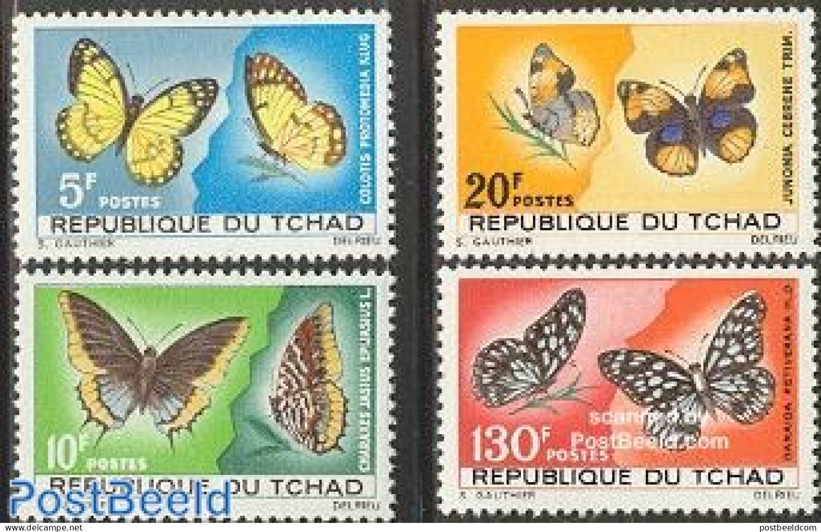 Chad 1967 Butterflies 4v, Mint NH, Nature - Butterflies - Sonstige & Ohne Zuordnung