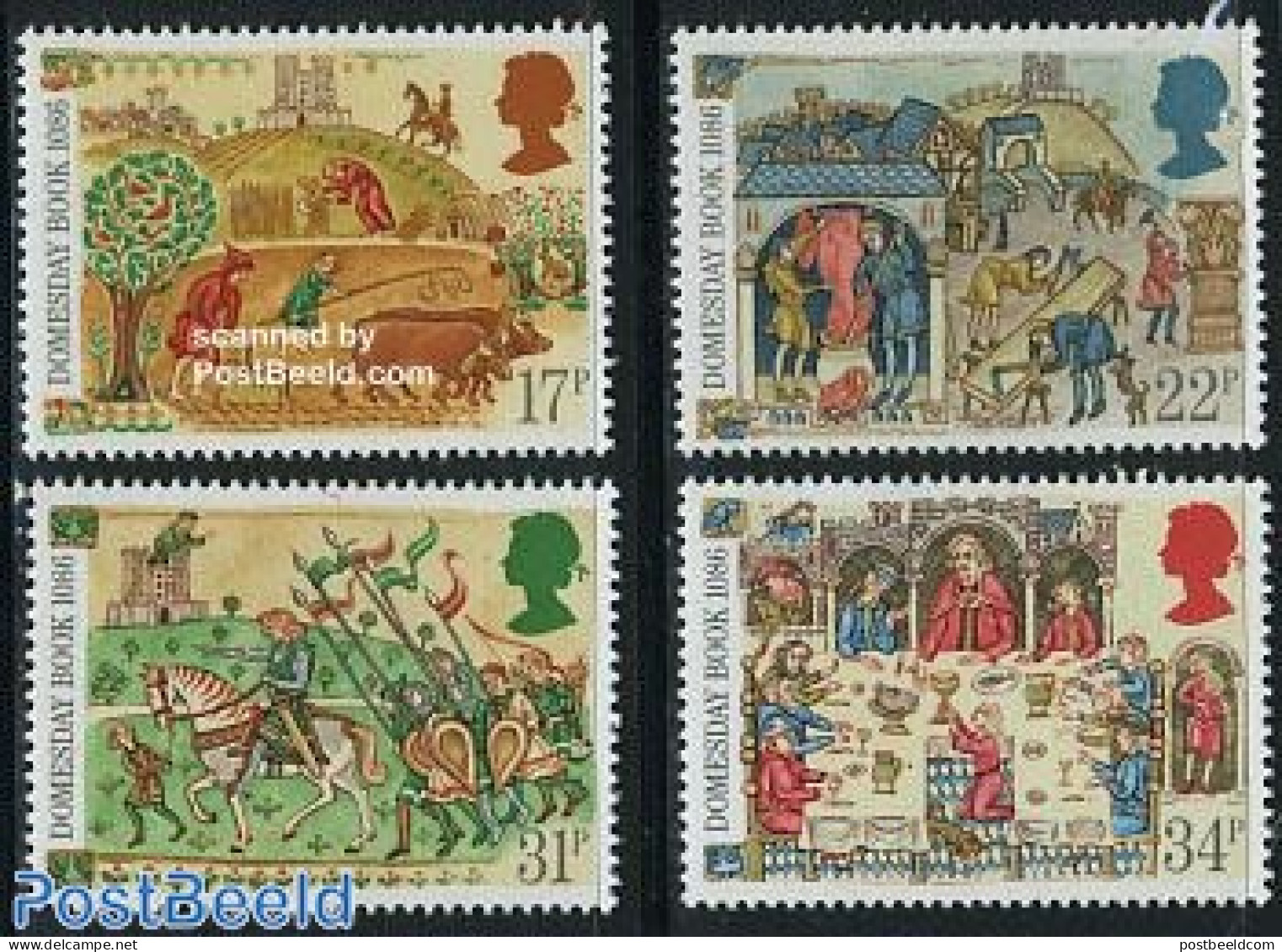 Great Britain 1986 Domesday Book 4v, Mint NH, Nature - Various - Horses - Agriculture - Art - Books - Nuovi