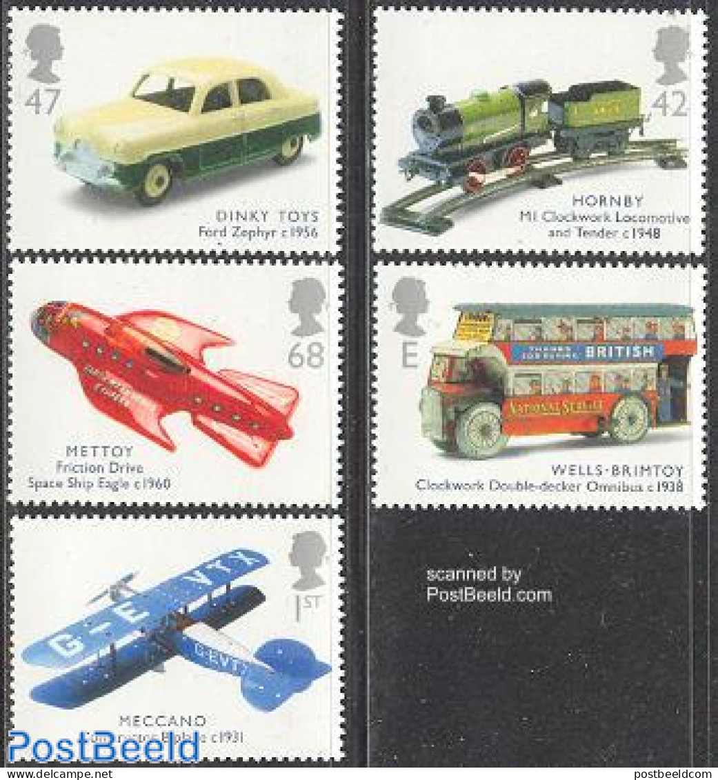 Great Britain 2003 Classical Toys 5v, Mint NH, Transport - Various - Automobiles - Aircraft & Aviation - Railways - To.. - Unused Stamps