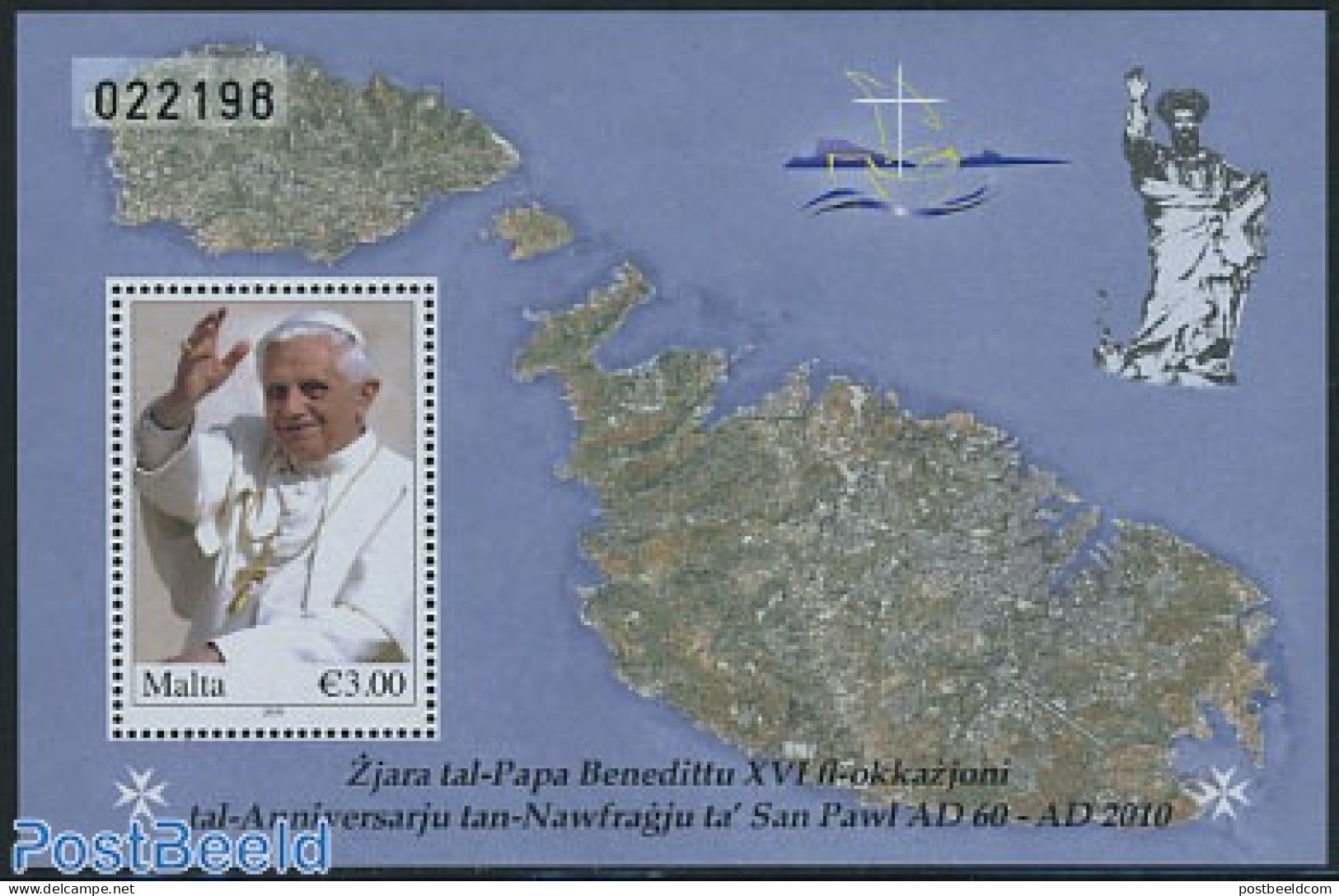 Malta 2010 Popes Visit S/s, Mint NH, Religion - Various - Pope - Religion - Maps - Papas