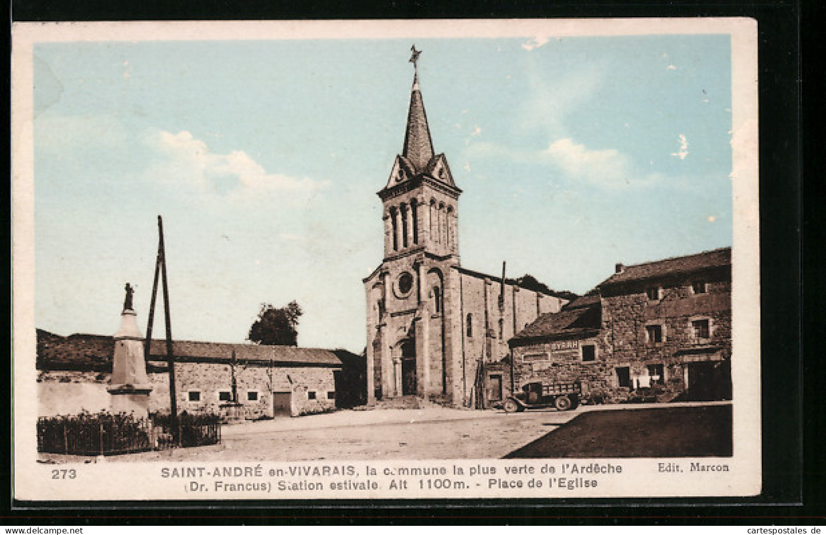 CPA Saint-André-en-Vivarais, Place De L'Eglise  - Other & Unclassified