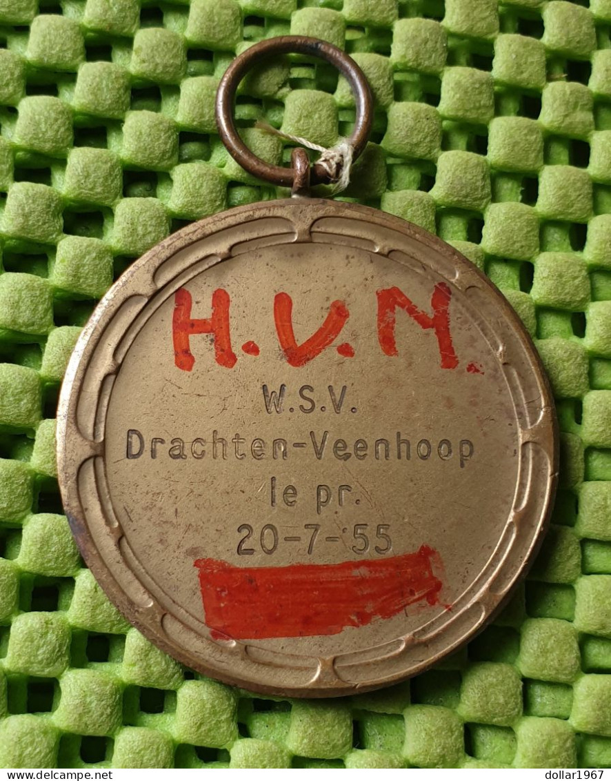 Medaile   :  W.S.V. Drachten - Veenhoop 1e. Pr. 20-7-1955  -  Original Foto  !!  Medallion  Dutch . - Other & Unclassified