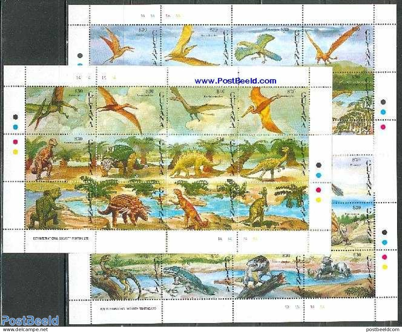 Guyana 1993 Preh. Animals 36v (3 M/s), Mint NH, Nature - Prehistoric Animals - Preistorici