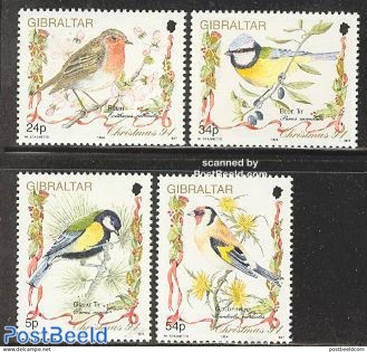 Gibraltar 1994 Christmas, Birds 4v, Mint NH, Nature - Religion - Birds - Christmas - Navidad