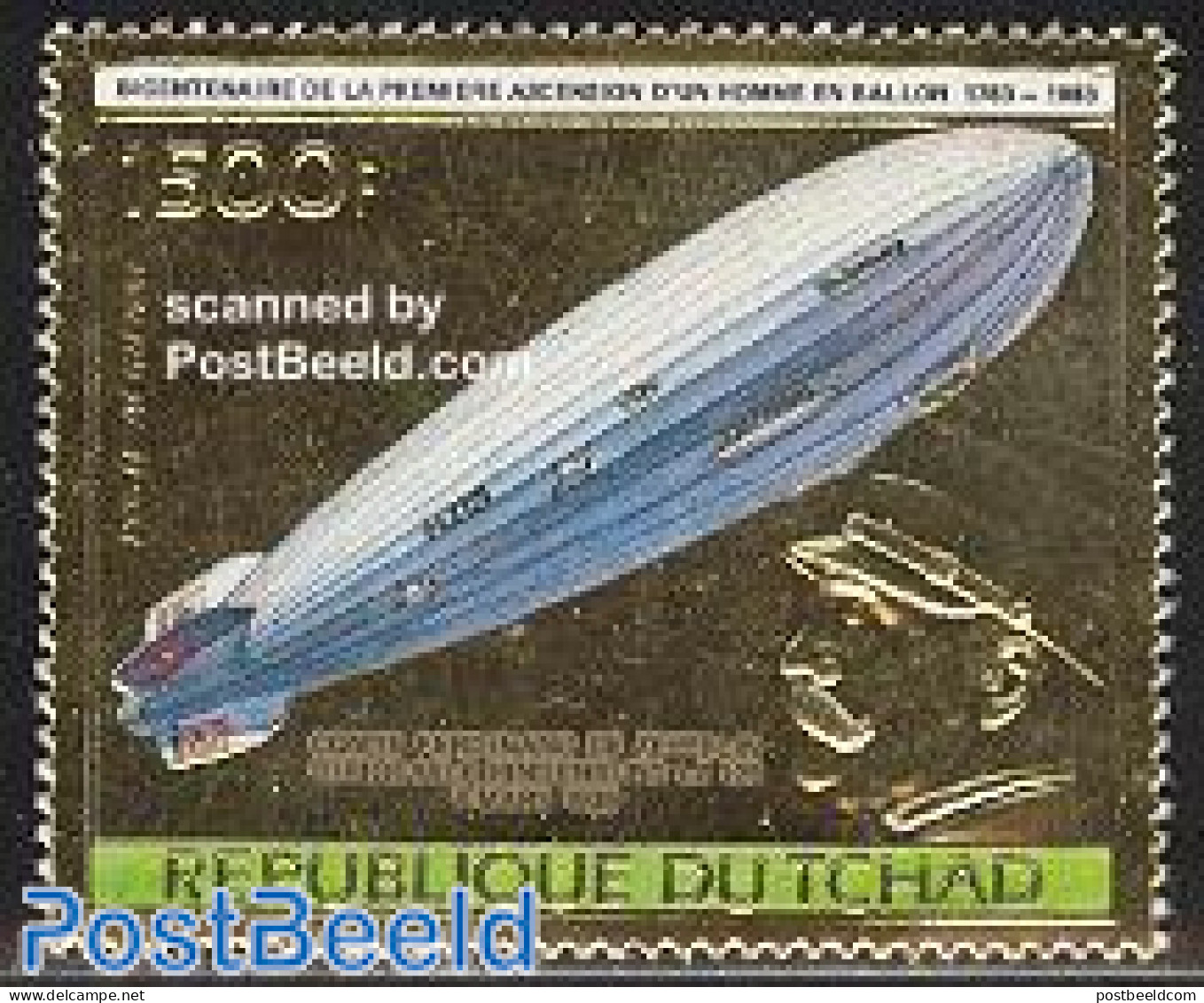 Chad 1983 Zeppelin 1v Gold, Mint NH, Transport - Zeppelins - Andere & Zonder Classificatie