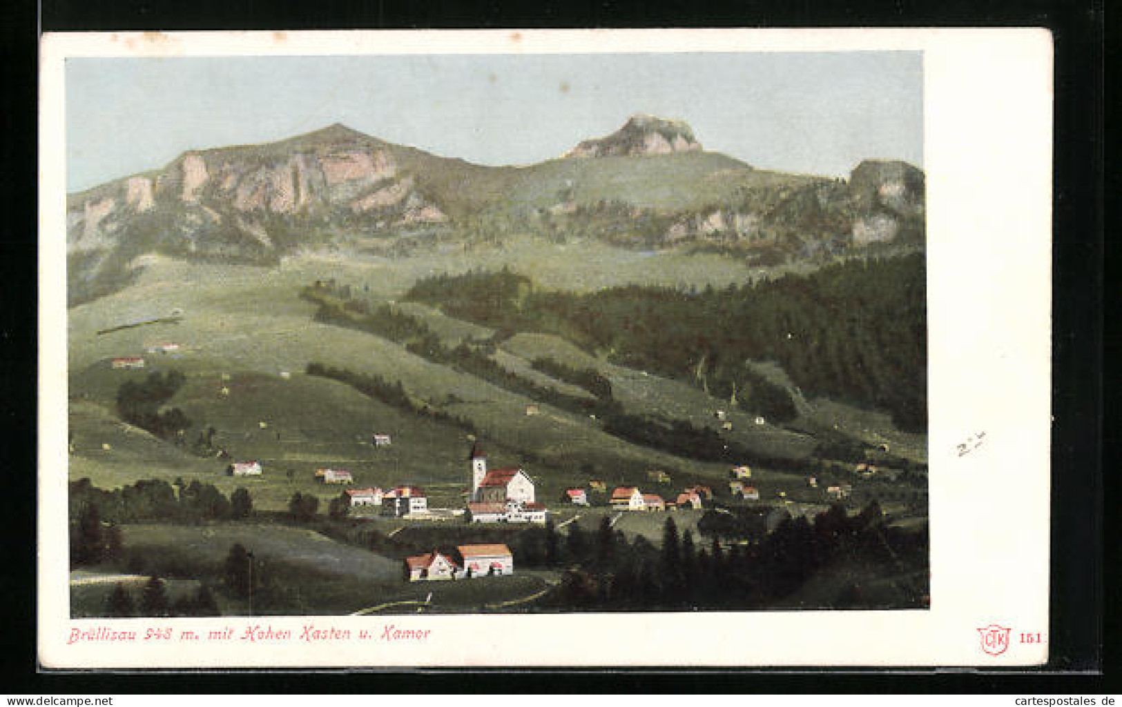 AK Brüllisau, Panoramablick Auf Ort, Hohen Kasten Und Kamor  - Other & Unclassified