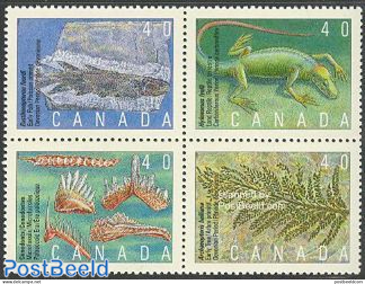 Canada 1991 Prehistoric Life 4v [+], Mint NH, History - Nature - Geology - Prehistoric Animals - Ongebruikt