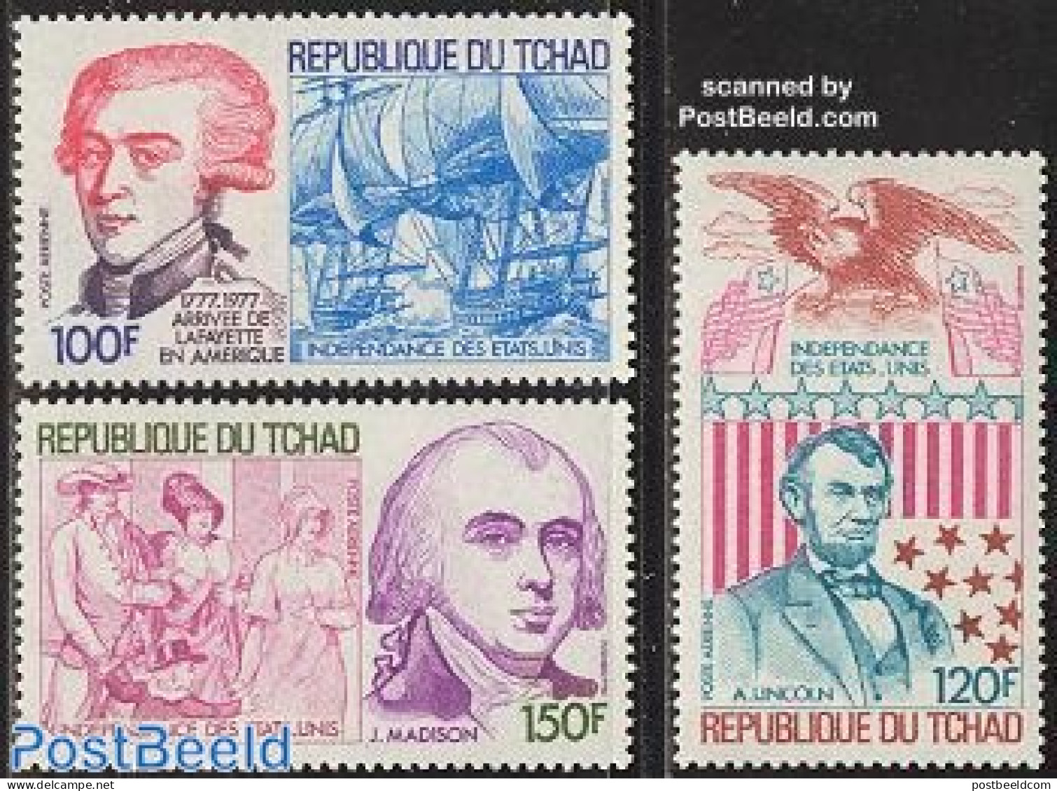 Chad 1977 US Independence 3v, Mint NH, History - Transport - US Bicentenary - Ships And Boats - Other & Unclassified
