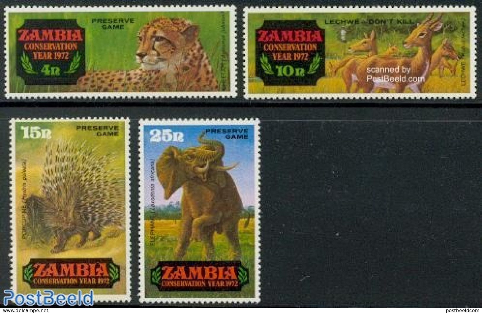 Zambia 1972 Nature Conservation 4v, Mint NH, Nature - Animals (others & Mixed) - Cat Family - Elephants - Zambie (1965-...)