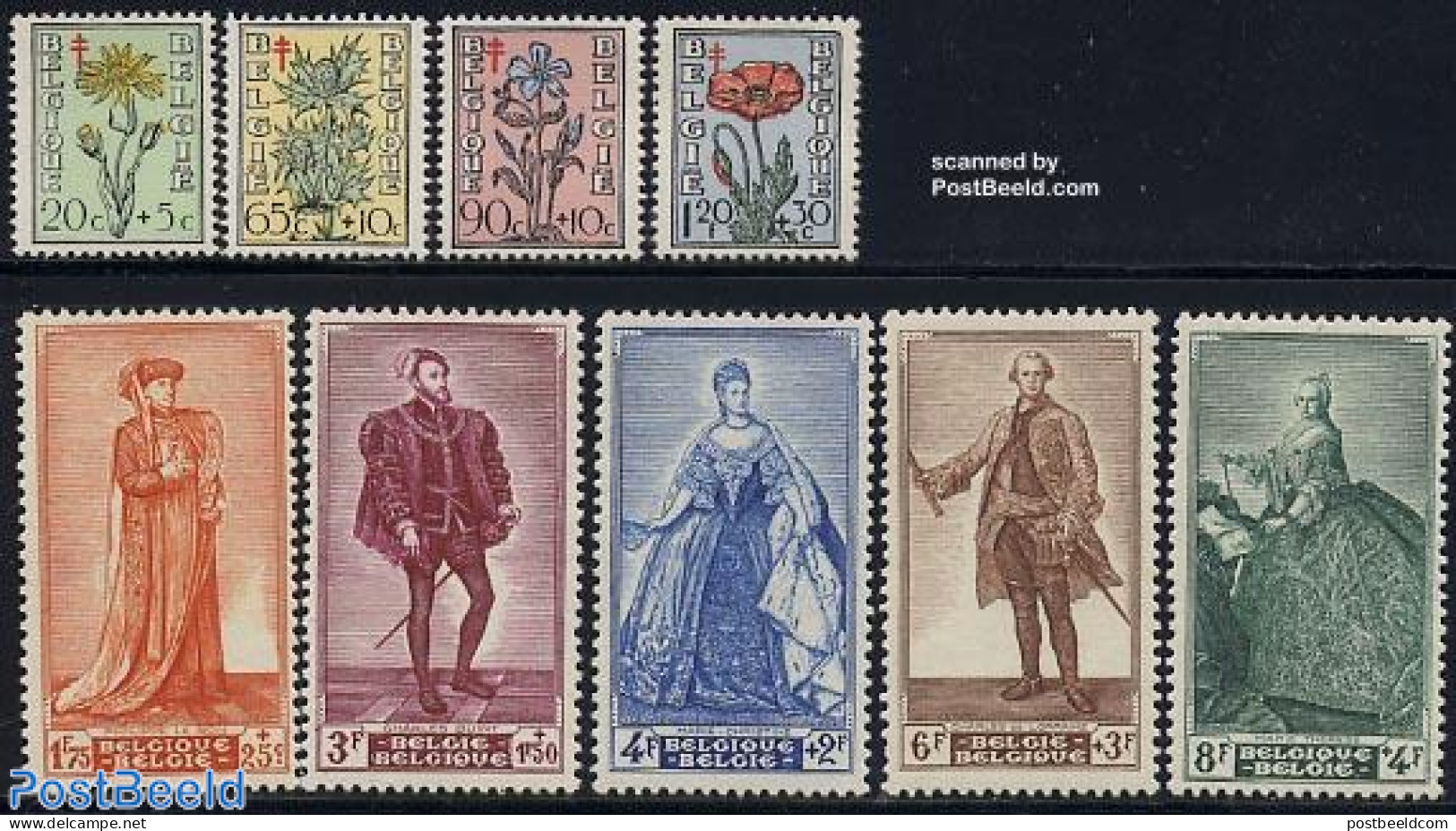 Belgium 1949 Anti Tuberculosis 9v, Mint NH, Health - Nature - Anti Tuberculosis - Flowers & Plants - Unused Stamps