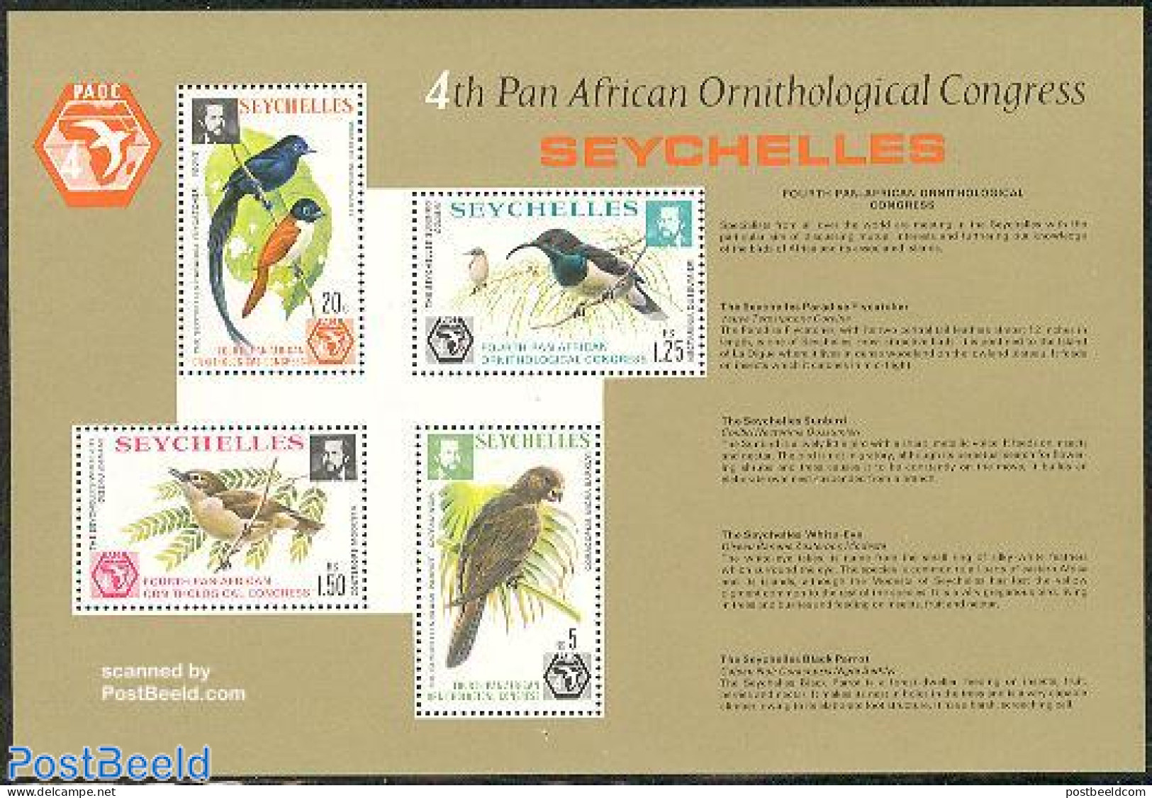 Seychelles 1976 Ornithologic Congress S/s, Mint NH, Nature - Birds - Other & Unclassified