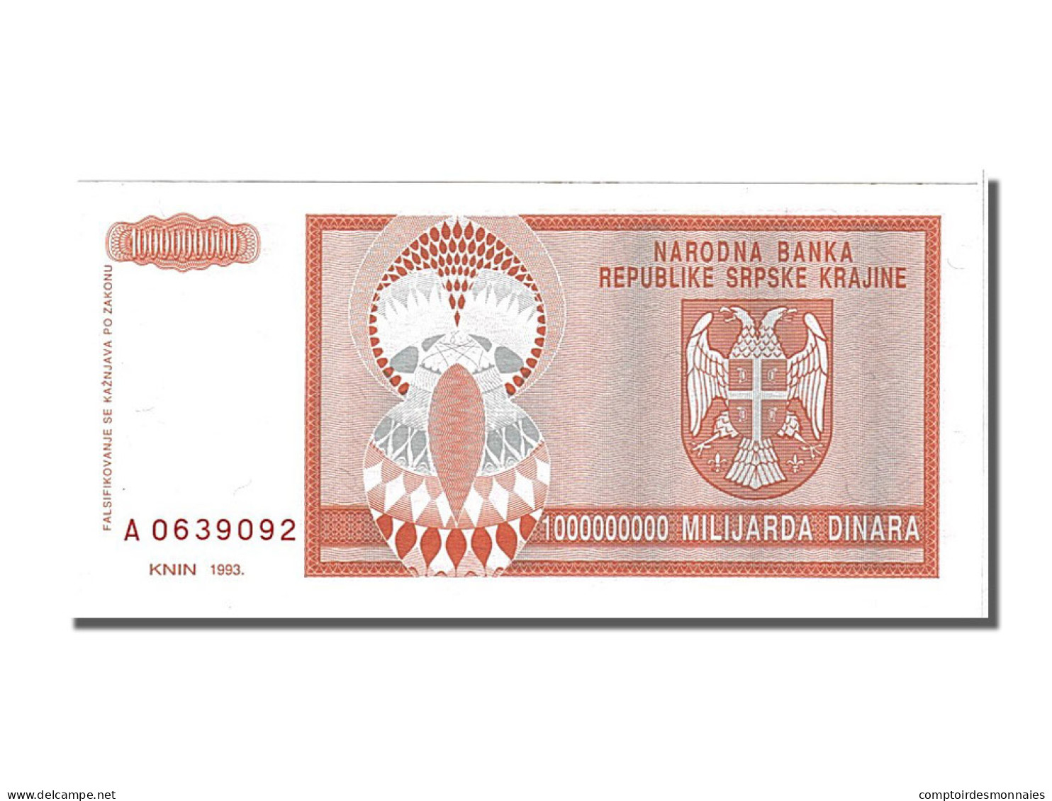 Billet, Croatie, 1 Milliard Dinara, 1993, NEUF - Croacia