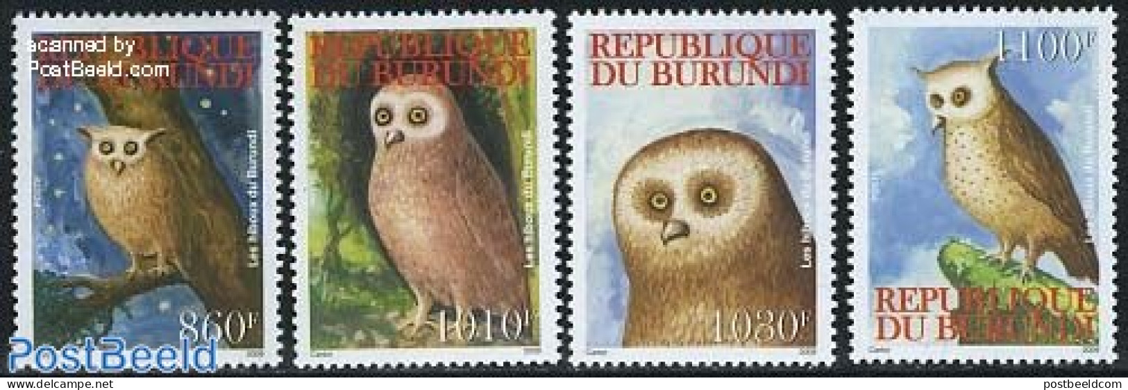 Burundi 2009 Owls 4v, Mint NH, Nature - Birds - Owls - Sonstige & Ohne Zuordnung