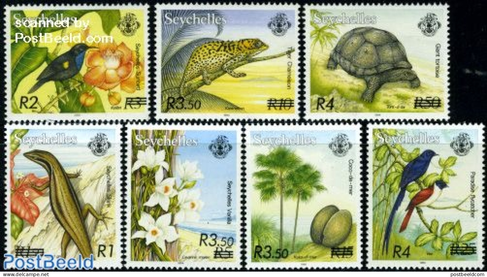 Seychelles 2004 Definitives, Overprints 7v, Mint NH, Nature - Animals (others & Mixed) - Birds - Flowers & Plants - Re.. - Autres & Non Classés