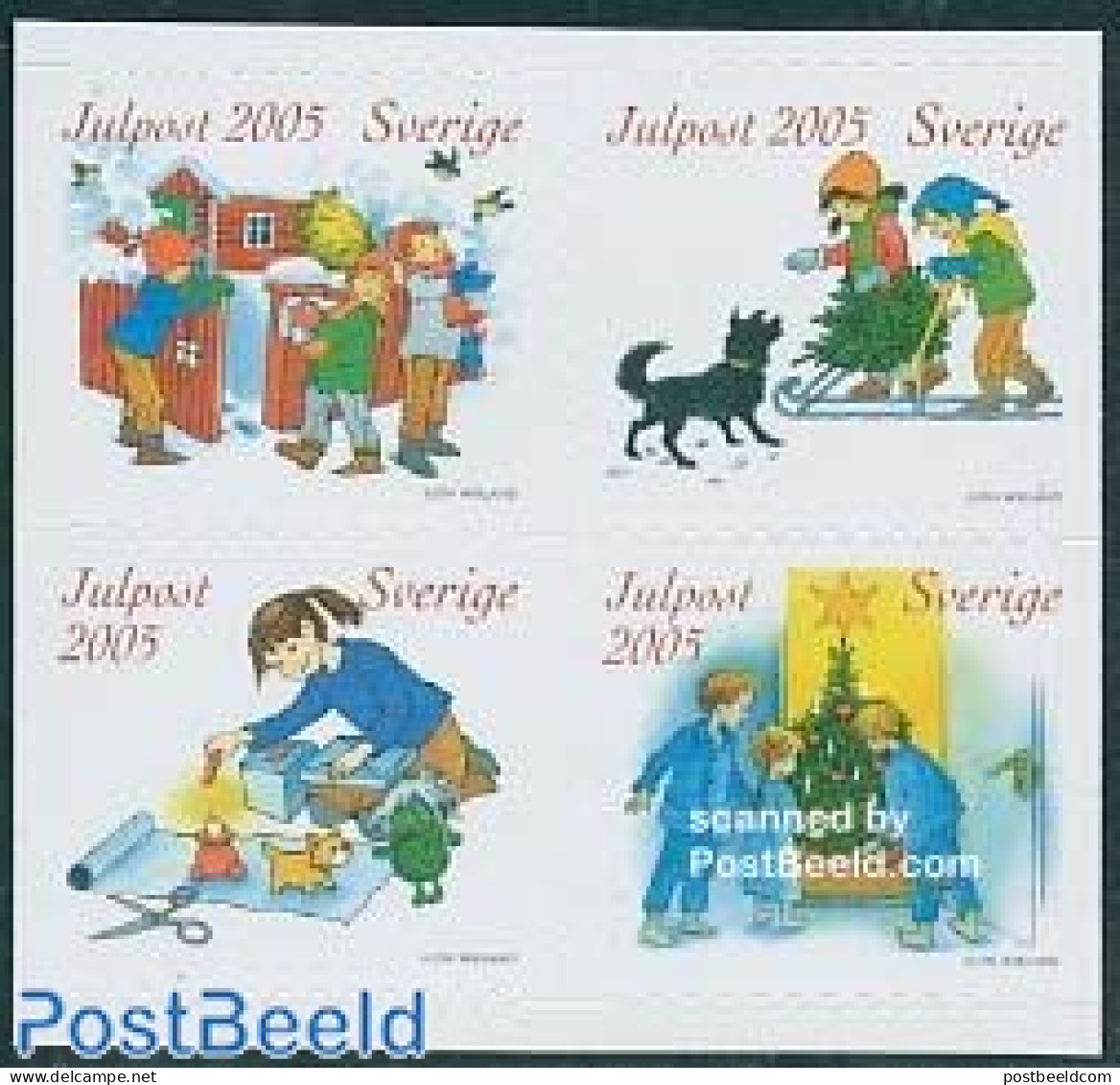 Sweden 2005 Christmas 4v S-a, Mint NH, Nature - Religion - Birds - Dogs - Christmas - Ongebruikt