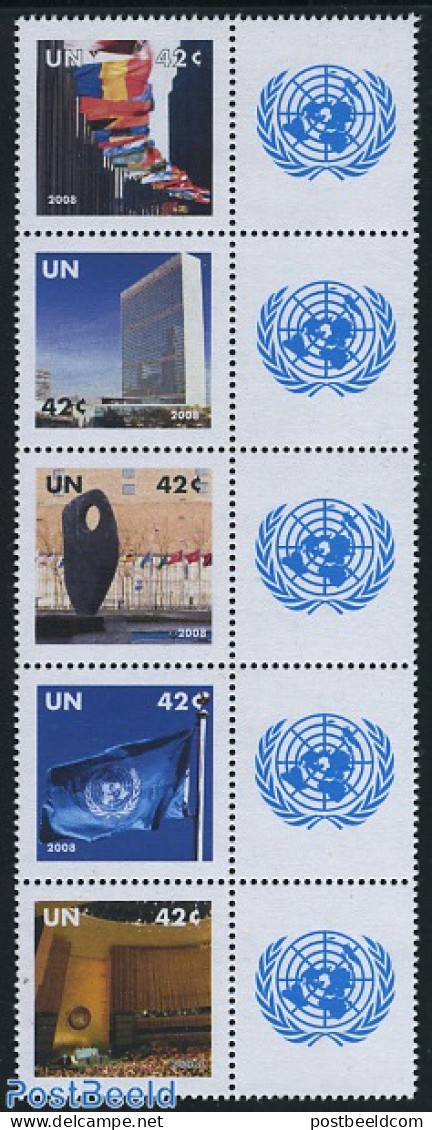 United Nations, New York 2008 Personal Stamps 5v [::::] (tabs May Vary), Mint NH, History - Flags - Art - Sculpture - Escultura