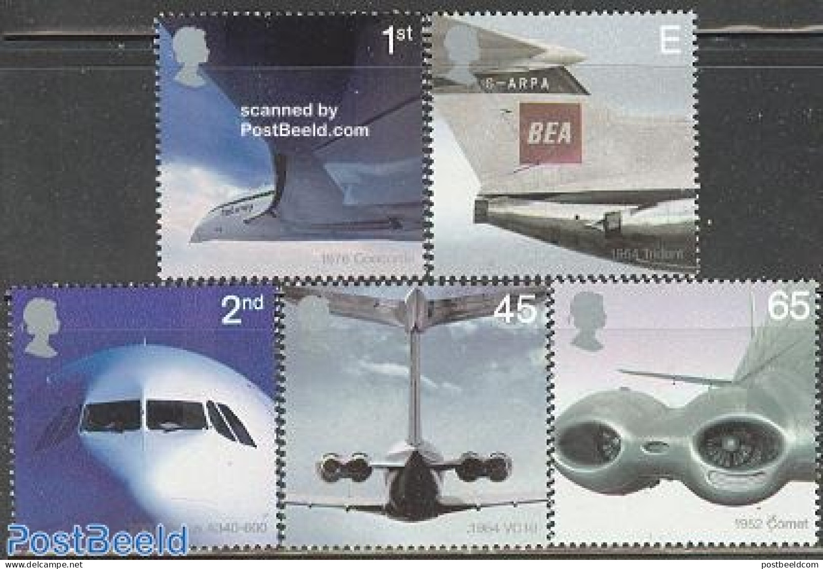 Great Britain 2002 Airliners 5v, Mint NH, Transport - Concorde - Aircraft & Aviation - Ongebruikt