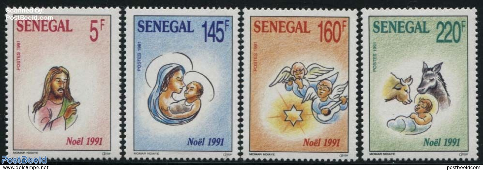 Senegal 1991 Christmas 4v, Mint NH, Religion - Christmas - Navidad