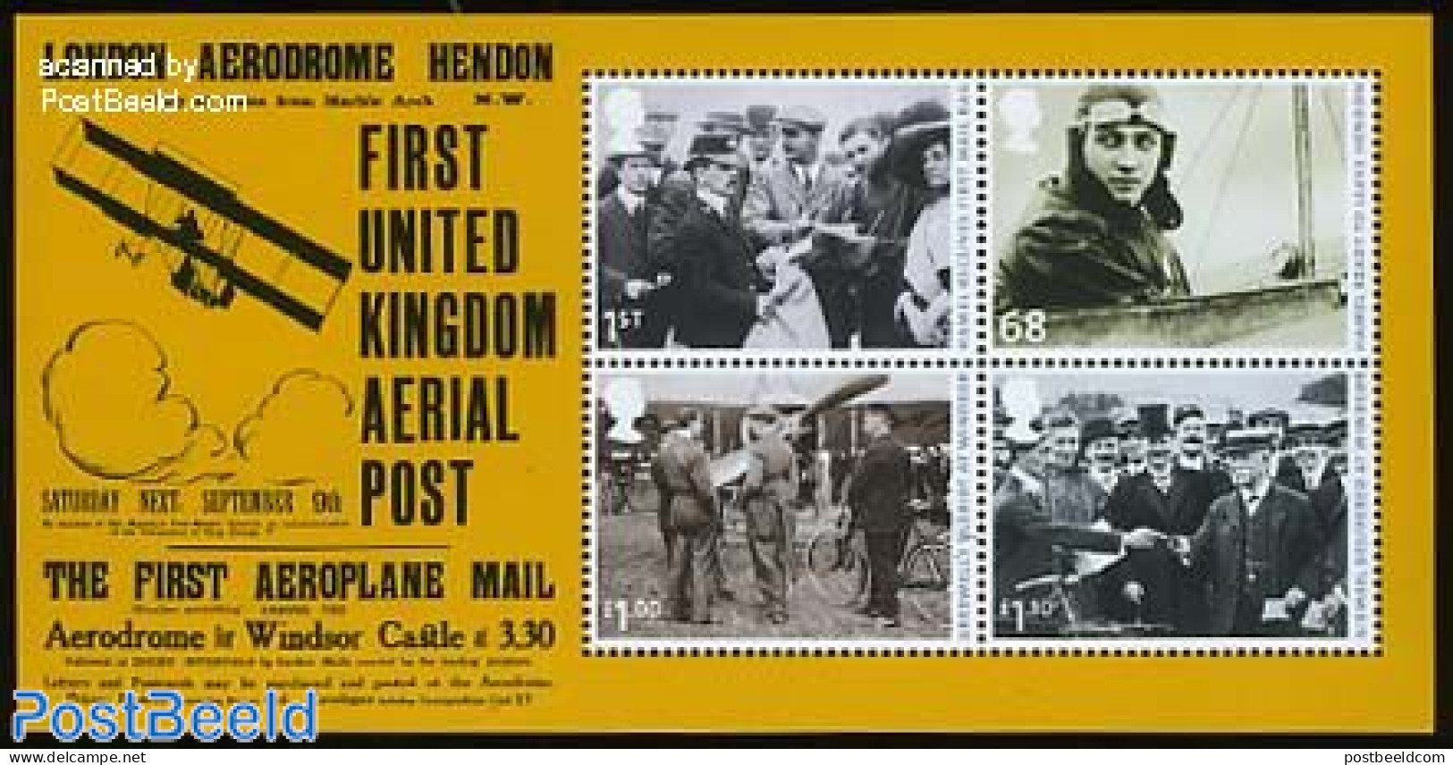 Great Britain 2011 100 Years Airmail S/s, Mint NH, Sport - Transport - Cycling - Post - Aircraft & Aviation - Unused Stamps