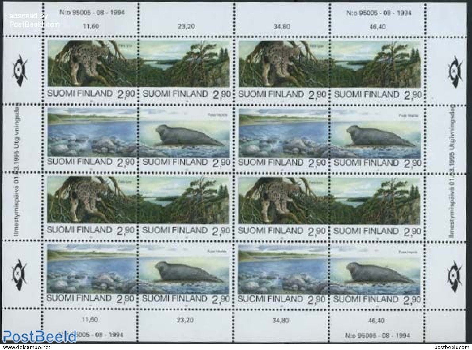 Finland 1995 Nature Conservation M/s, Mint NH, Nature - Animals (others & Mixed) - Cat Family - Sea Mammals - Neufs