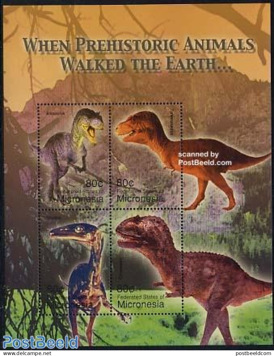 Micronesia 2004 Preh. Animals 4v M/s, Allosaurus, Mint NH, Nature - Prehistoric Animals - Prehistorics