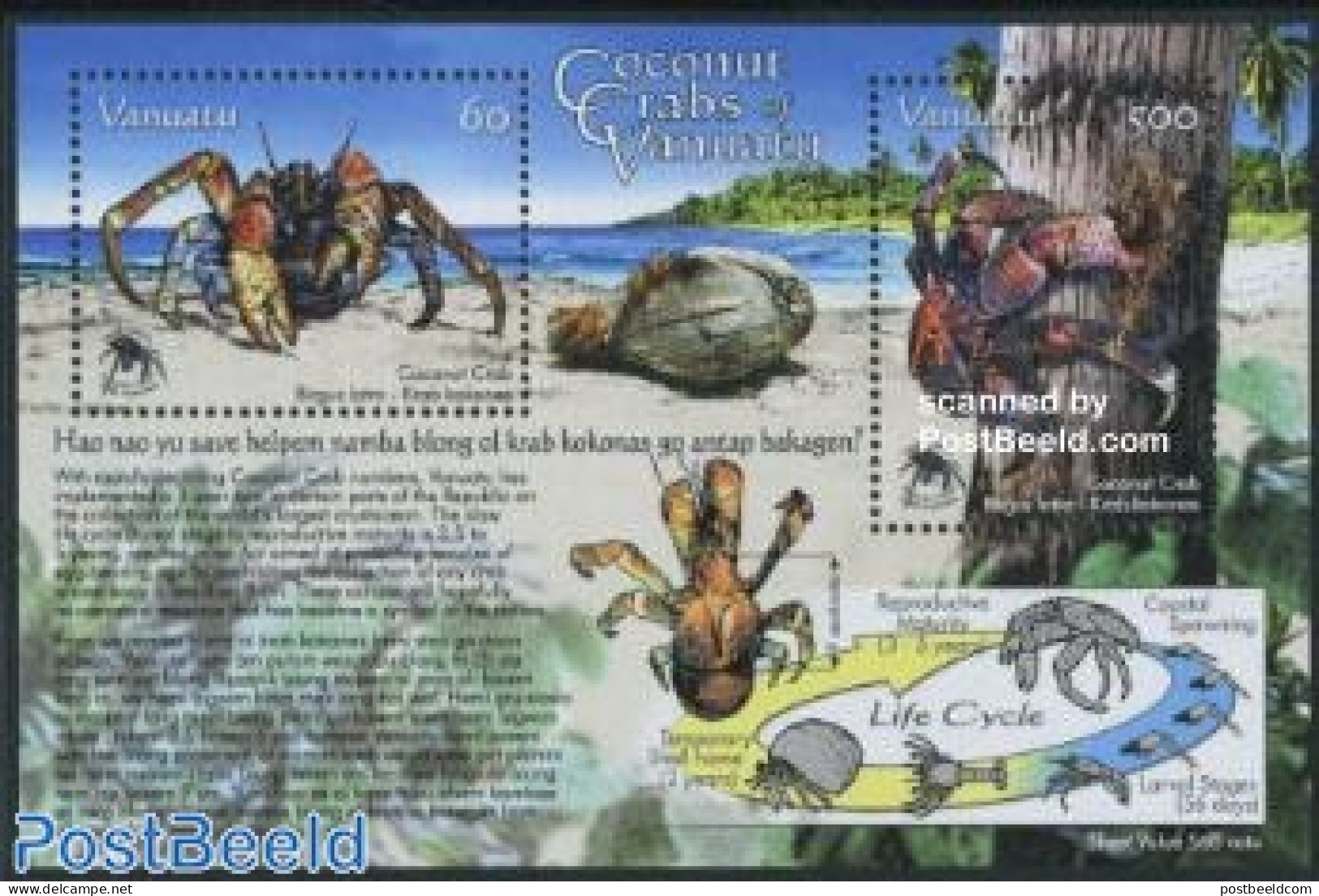 Vanuatu 2008 Coconut Crab S/s, Mint NH, Nature - Shells & Crustaceans - Crabs And Lobsters - Maritiem Leven