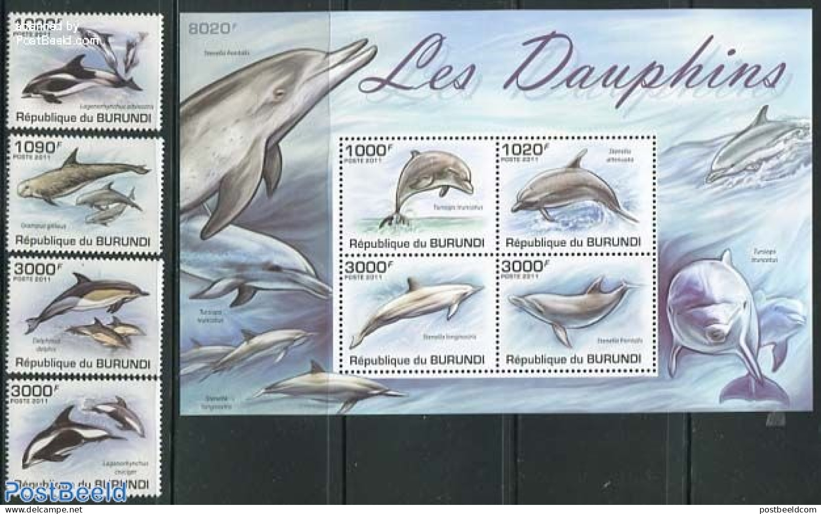 Burundi 2011 Dolphins 4v + S/s, Mint NH, Nature - Sea Mammals - Andere & Zonder Classificatie