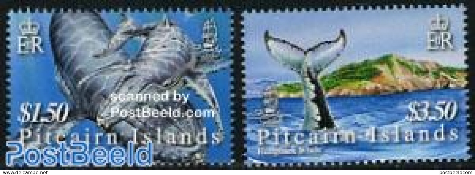 Pitcairn Islands 2006 Whales 2v, Mint NH, Nature - Transport - Sea Mammals - Ships And Boats - Ships