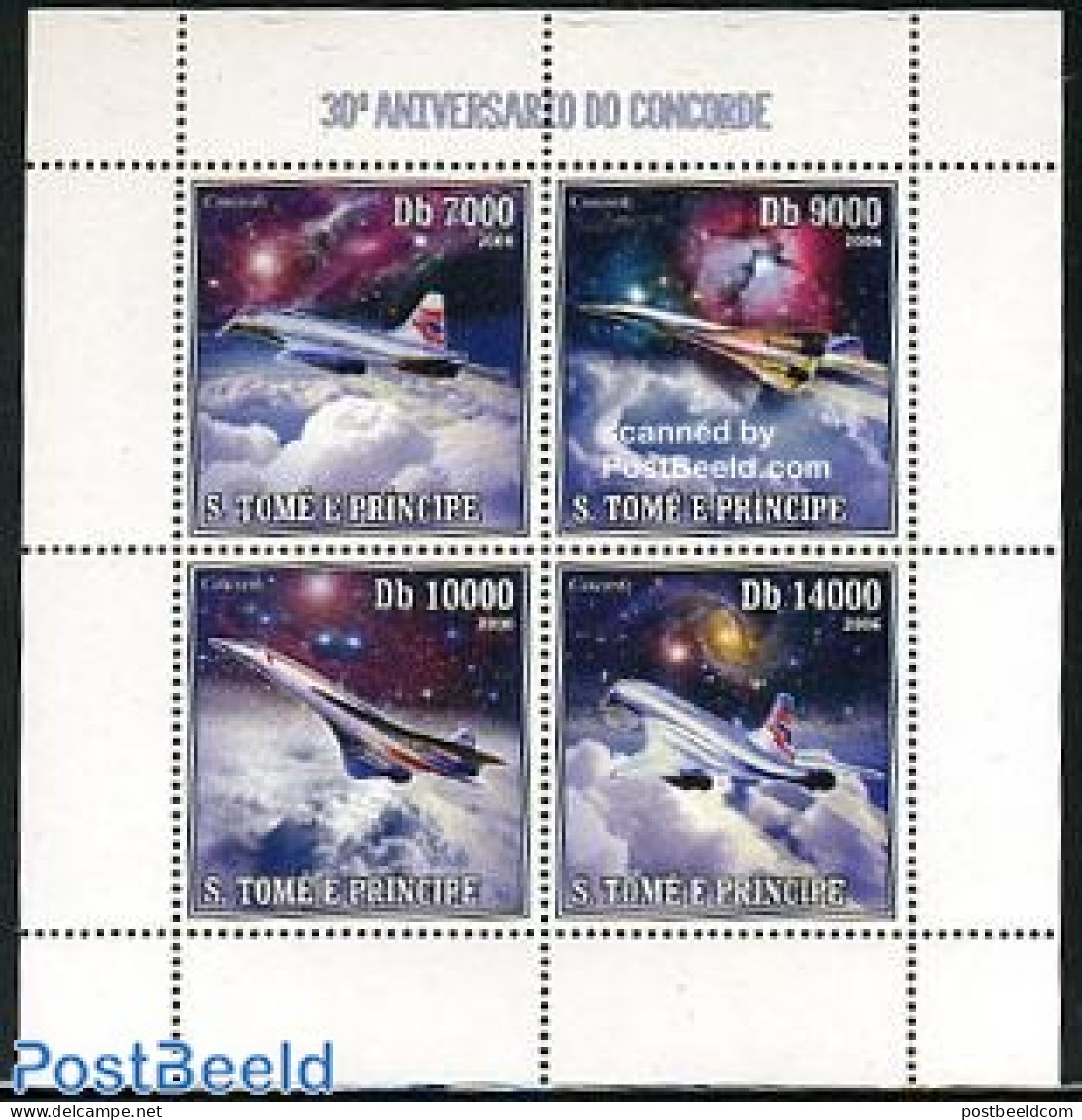 Sao Tome/Principe 2006 30 Years Concorde 4v M/s, Mint NH, Transport - Concorde - Aircraft & Aviation - Concorde