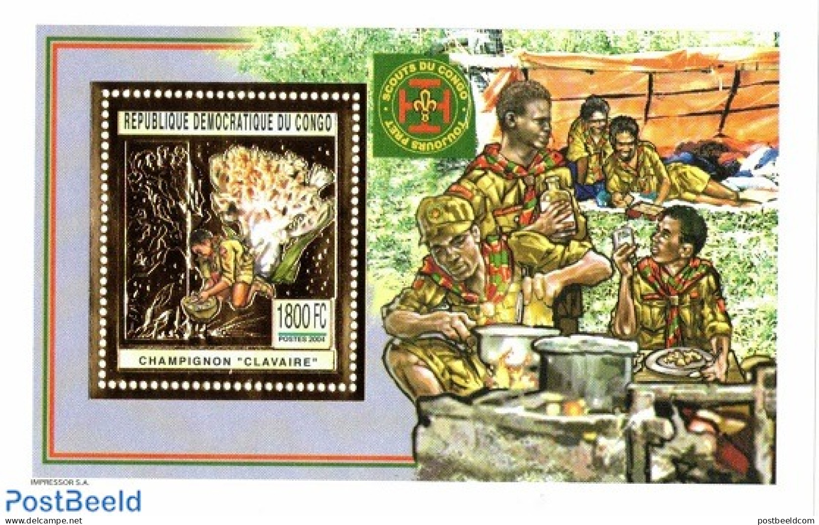 Congo Dem. Republic, (zaire) 2004 Scouting S/s, Gold, Mint NH, Sport - Scouting - Autres & Non Classés