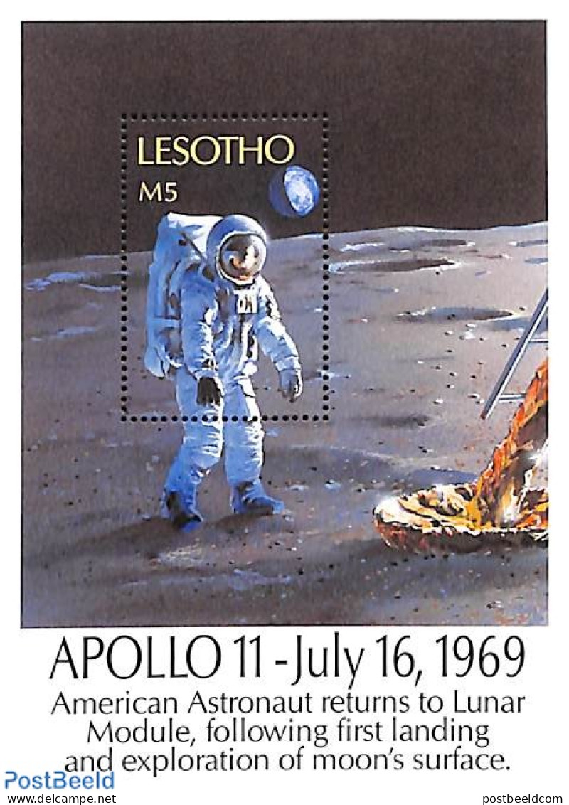 Lesotho 1989 Moonlanding S/s, Mint NH, Transport - Space Exploration - Lesotho (1966-...)