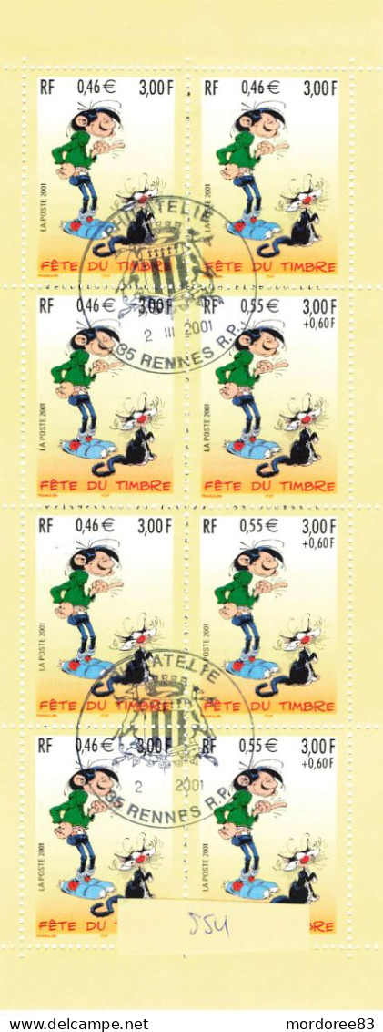 FRANCE 2001 BANDE CARNET NON PLIE FETE DU TIMBRE GASTON LAGAFFE OBLITERE BC 3370A - Giornata Del Francobolli